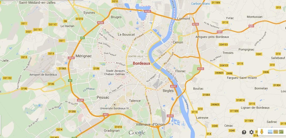 žemėlapis Bordo sritis prancūzija