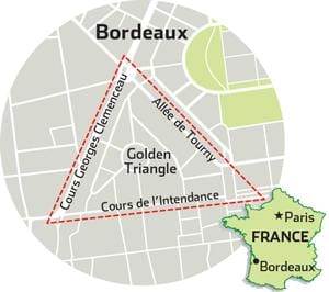 žemėlapis Bordo "auksinis trikampis" 