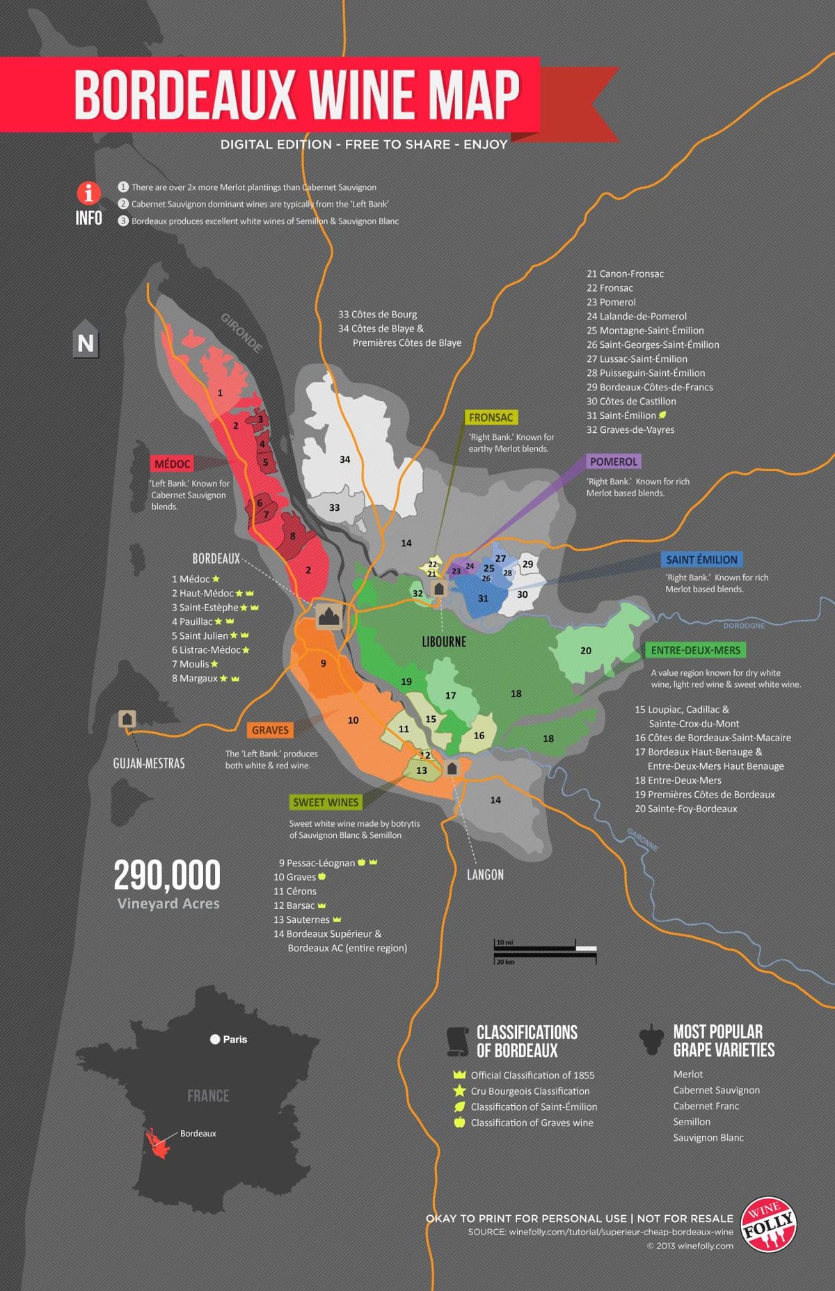 Bordeaux aoc žemėlapyje